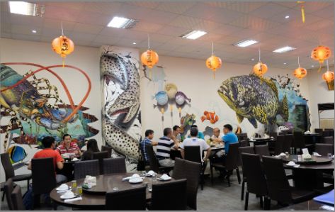 云梦海鲜餐厅墙体彩绘